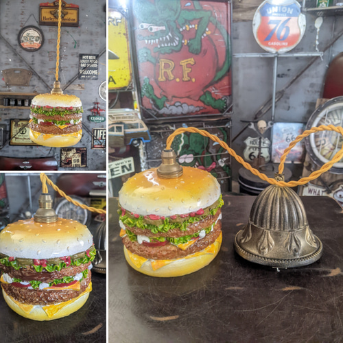 アメリカンダイナー ハンバーガー ペンダントランプ ③ バーガー 電飾看板 #バーガーズカフェ #シーリングライト #アメリカン雑貨 #ガレージ雑貨 #面白いランプ アメリカン雑貨 ペンダントランプ 電飾看板 バーガーズカフェ