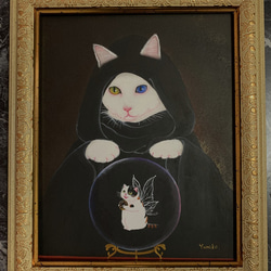 【原画】「すべてお見通し」／猫のアクリル画 1枚目の画像