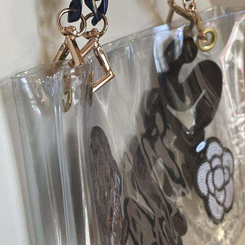 ⭐︎2way クリアバッグ斜め掛けチェーン変更可 ワッペン可愛い！バック