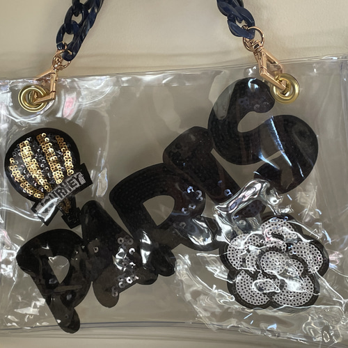 ⭐︎2way クリアバッグ斜め掛けチェーン変更可 ワッペン可愛い！バック