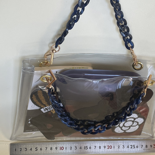 ⭐︎2way クリアバッグ斜め掛けチェーン変更可 ワッペン可愛い！バック