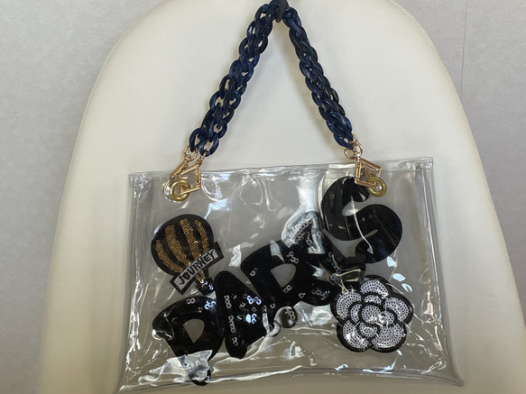 ⭐︎2way クリアバッグ斜め掛けチェーン変更可 ワッペン可愛い