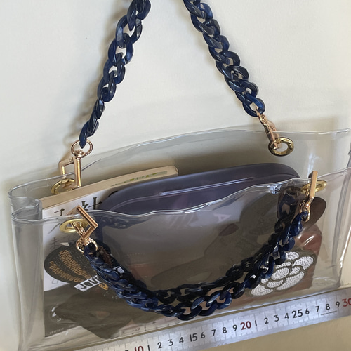 ⭐︎2way クリアバッグ斜め掛けチェーン変更可 ワッペン可愛い！バック