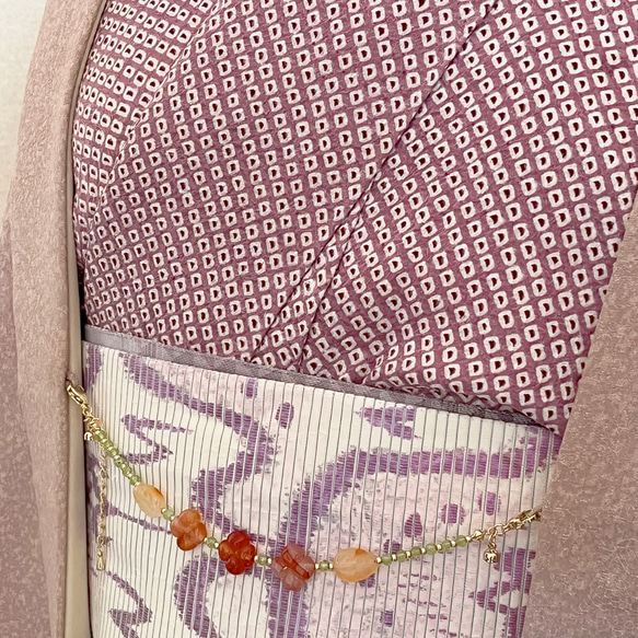 【2way】天然石のお花畑な羽織り紐/ブレスレット✤専用BOX付き 8枚目の画像