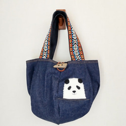 ミナペルホネン×パンダ刺繍のころりん巾着バッグ 巾着バッグ