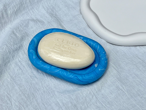 ソープディッシュ　石鹸置き　石鹸皿　ブルー 3枚目の画像
