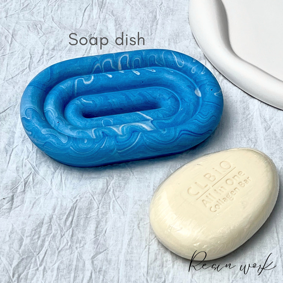 ソープディッシュ　石鹸置き　石鹸皿　ブルー 1枚目の画像