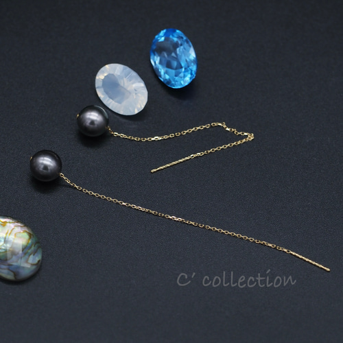 黒蝶真珠チャームピアスK18YGお値打ち品 tahitian black] 黒蝶真珠 ピアス (K18ゴールド) | GRAVITAS JEWELRY