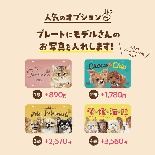 カートネームプレート〈ヴィンテージstyle〉☆犬猫 うちの子