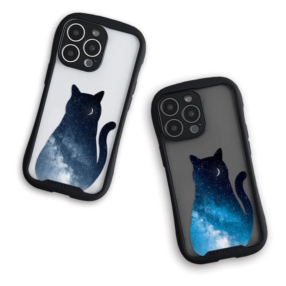 猫にうつる天の川 グリップケース クリア iPhoneケース スマホケース