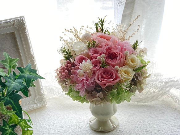 creema限定 薔薇プリザーブドフラワーピンク系アレンジ 母の日ギフト誕生日プレゼント 結婚新築開店還暦祝い 母の日 7枚目の画像