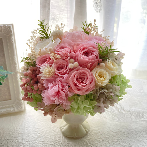 薔薇プリザーブドフラワーピンク系アレンジ 母の日ギフト誕生日