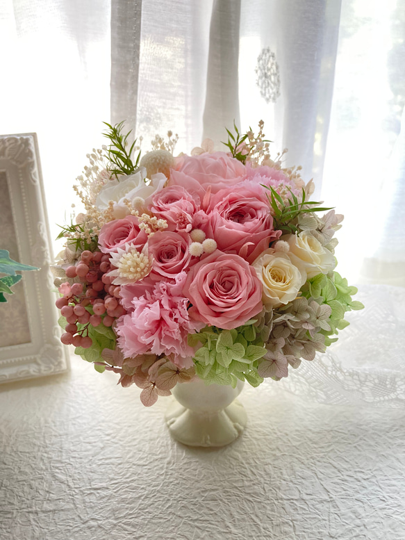 プリザーブドフラワー アレンジメント ピンク系 薔薇プリザーブドフラワーピンク系アレンジ 母の日ギフト誕生日