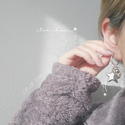 再販＿＿♡ 星チャームピアス / シルバー フープピアス ピアス