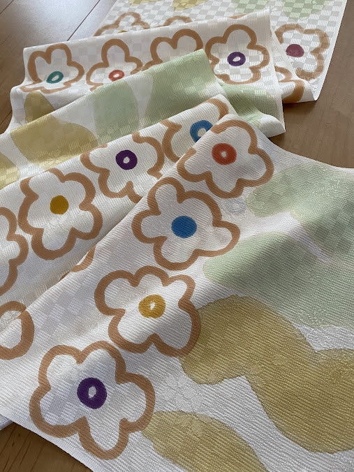 友禅職人が描くシルクストール１点もの「花柄」