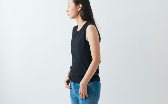 亞麻棉內衣無袖（卡其米色）[女士M/L尺寸] 第8張的照片