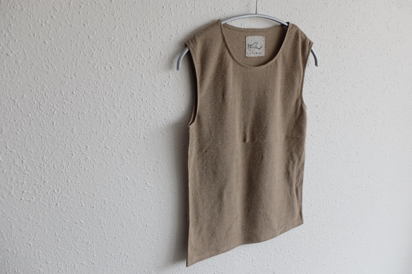 亞麻棉內衣無袖（卡其米色）[女士M/L尺寸] 第5張的照片