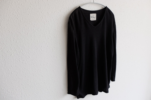 亞麻棉內衣3/4袖（黑色）【男士M/L尺寸】 第2張的照片