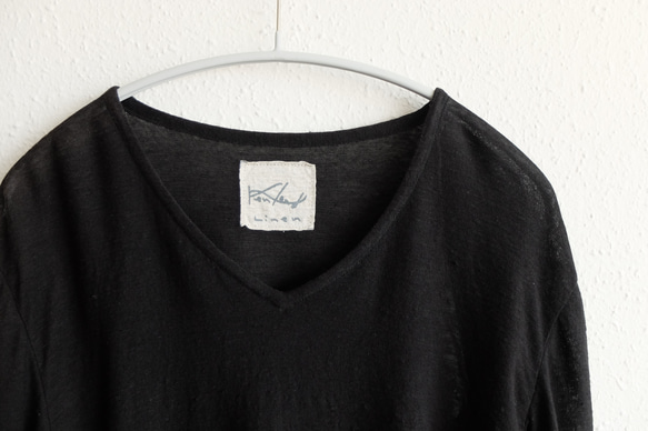 亞麻棉內衣3/4袖（黑色）【男士M/L尺寸】 第5張的照片