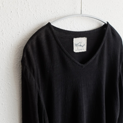 亞麻棉內衣3/4袖（黑色）【男士M/L尺寸】 第4張的照片