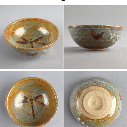 トンボの絵柄の茶碗 陶器ご飯茶碗（小）赤土・トンボ柄 | iichi 日々の