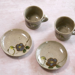 民間藝術風格的杯子和碟子“Tsubaki White-eye” 第8張的照片