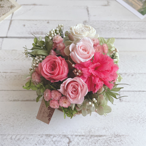 母の日】ブーケみたいな花摘みバスケット＊アレンジメント