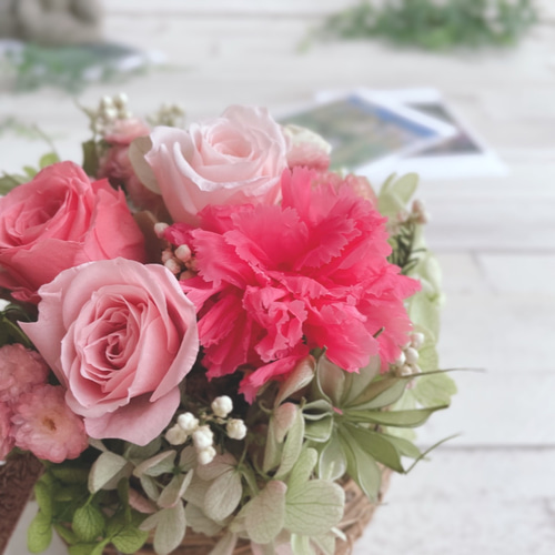 母の日】ブーケみたいな花摘みバスケット＊アレンジメント