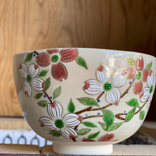 色絵 花水木 ハナミズキ 抹茶茶碗 茶碗・めし碗 清香〜きよか〜 通販