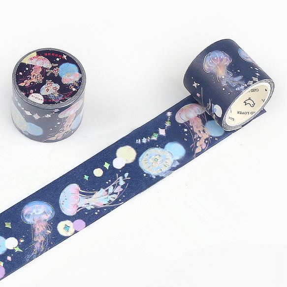 海外マスキングテープ巻売り 気泡くらげ 装飾マスキングテープ クラゲ