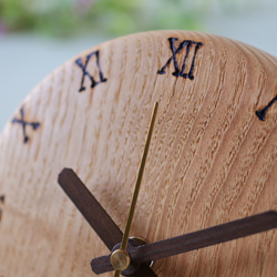 栗の木の丸時計150φ 置時計兼用タイプ　クリヤー仕上げ　ローマ数字ⅠⅡⅢ 6枚目の画像