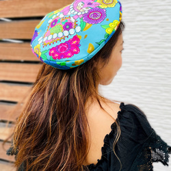 ♥Summer Beret 2023s/s♥ベレー帽♥個性派♥USA輸入生地♥男女兼用♥ベンガルキャット柄イエロー 9枚目の画像