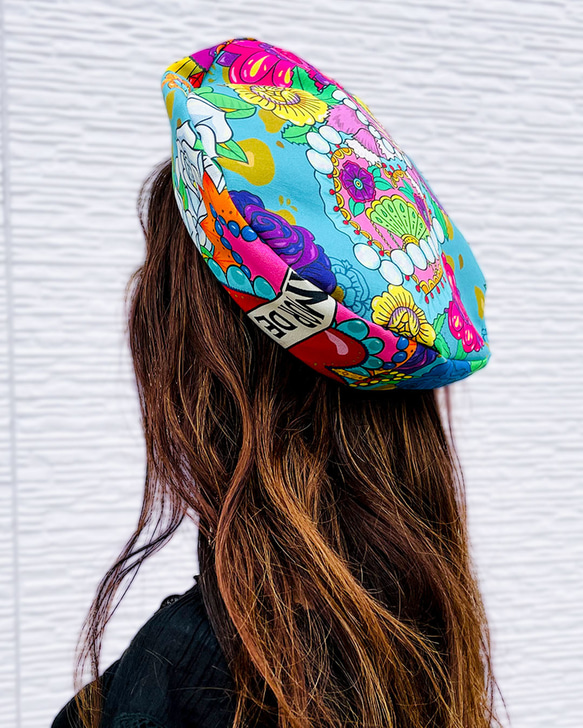 ♥Summer Beret 2023s/s♥ベレー帽♥個性派♥USA輸入生地♥男女兼用♥ベンガルキャット柄イエロー 10枚目の画像