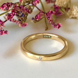 メモリアルリング 遺骨リング ⭐️K18イエローゴールド 遺骨 指輪 幅約2mm ペット 手元供養 ダイヤモンド１年保証 1枚目の画像