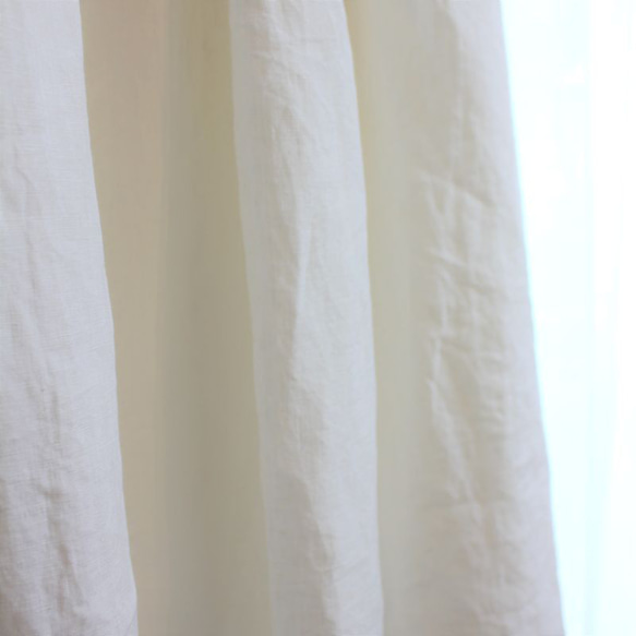 春夏にかかせない白スカート♪上質国産リネンのタックギャザースカート☆オフホワイト 3枚目の画像