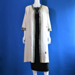 着物リメイク　ロングワンピース＆ロングコート（絹着物地大島紬）七分袖 2枚目の画像
