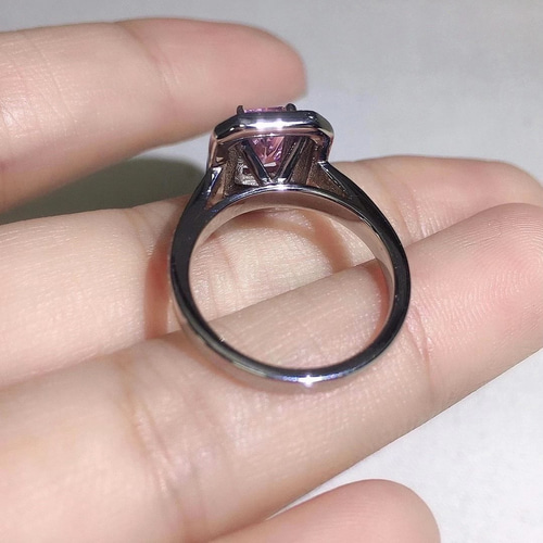 豪華仕様】ピンク モアサナイト ダイヤ リング K18WG 指輪・リング  