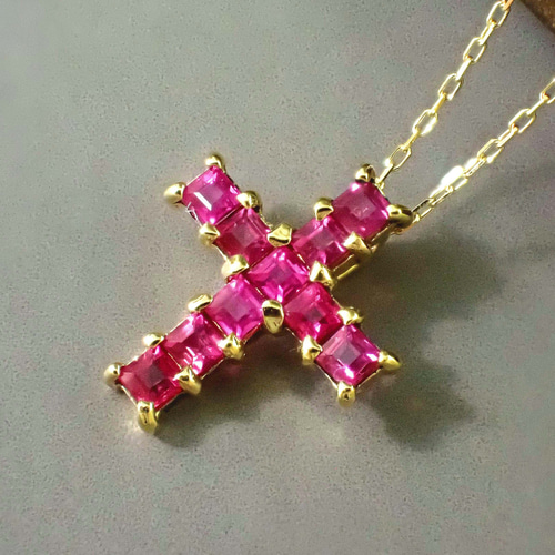 k18 クロス　ネックレス　necklace cross top ルビーハイブランド