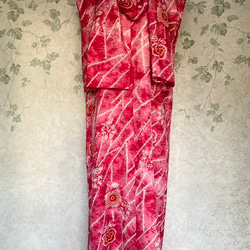 【着物リメイク】カジュアルな絞りのストレートワンピース ストール付き 11枚目の画像