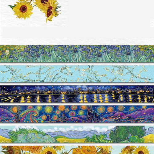 3/6巻 海外和紙テープ ヴァン・ゴッホの絵画 和紙マスキングテープ