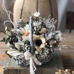 dry flower basket /natural white 1枚目の画像