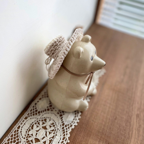 大きめの帽子 ベージュ しろくま貯金箱 北欧 東欧 その他