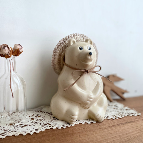 大きめの帽子 ベージュ しろくま貯金箱 北欧 東欧 その他インテリア