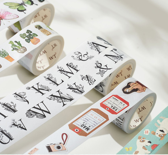 5巻 海外和紙テープ 蝶々コード 和紙マスキングテープ(剥離紙付き) 蝶々 植物 犬 猫 動物 装飾系 海外マステ 6枚目の画像