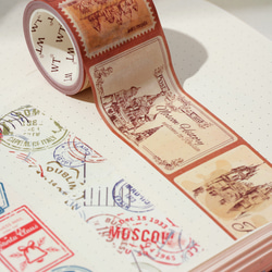 5巻 海外和紙テープ スタンプアルバム 和紙マスキングテープ(剥離紙付き) 切手 装飾系 海外マステ 和紙膠帶 WT46 7枚目の画像