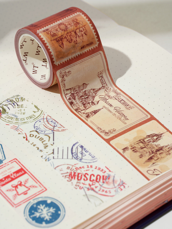 5巻 海外和紙テープ スタンプアルバム 和紙マスキングテープ(剥離紙付き) 切手 装飾系 海外マステ 和紙膠帶 WT46 7枚目の画像