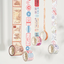 5巻 海外和紙テープ スタンプアルバム 和紙マスキングテープ(剥離紙付き) 切手 装飾系 海外マステ 和紙膠帶 WT46 4枚目の画像