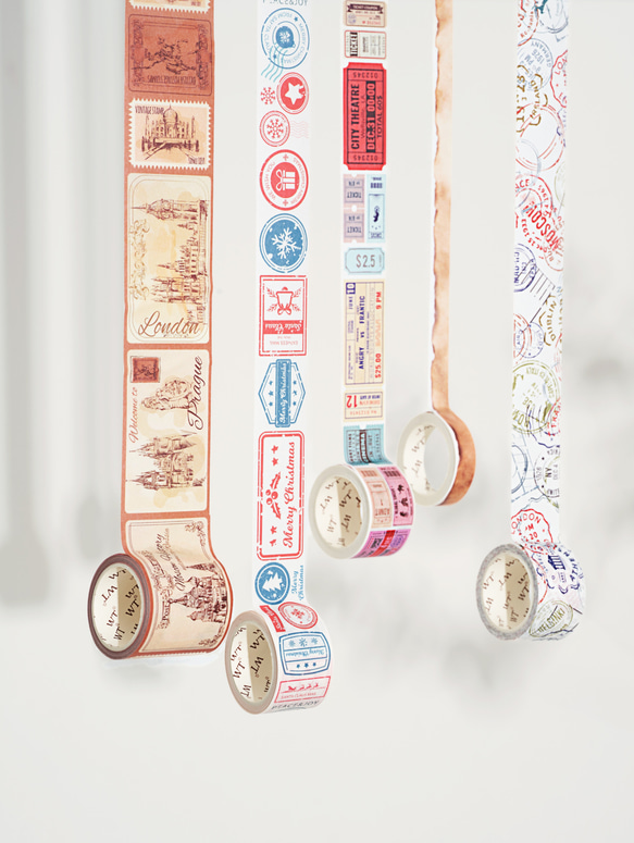5巻 海外和紙テープ スタンプアルバム 和紙マスキングテープ(剥離紙付き) 切手 装飾系 海外マステ 和紙膠帶 WT46 4枚目の画像