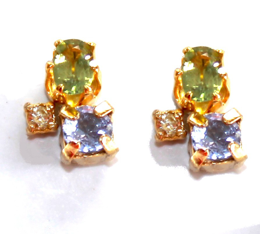 Diamond & Tanzanite & Sapphire Earrings/Pierce/Ear-cuff