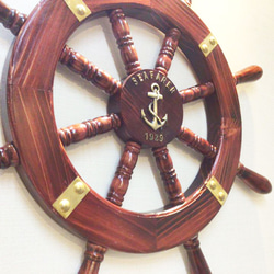 壁掛けアンティークインテリア 70cm｜木製　マリン　操舵輪　海　船　地中海　リゾート　壁掛け　マリン雑貨 4枚目の画像